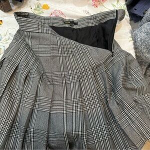 Maje Gray and White Plaid A-Line Skirt